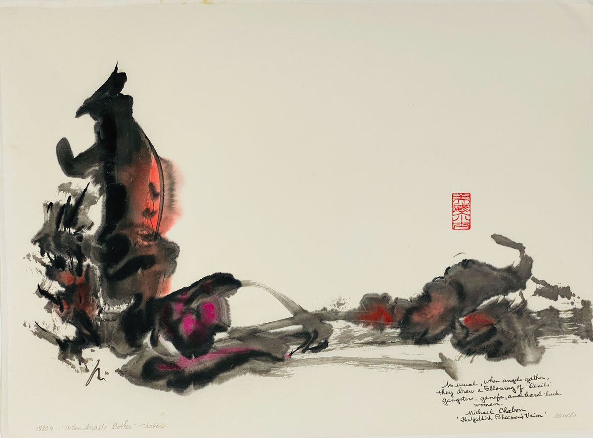 "When Angels Gather” by Marilyn Wells abstract sumi e original