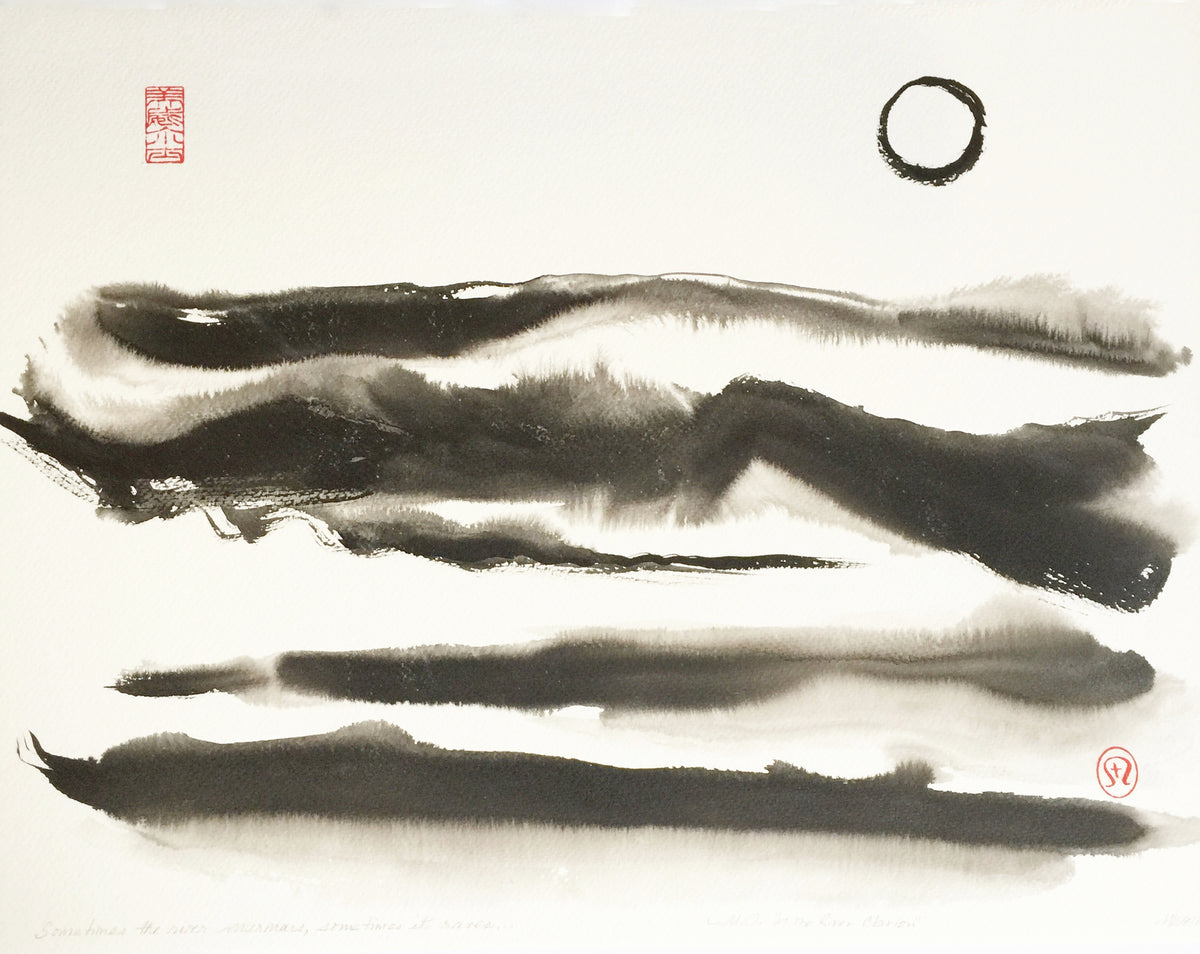 Abstract sumi e Print “Rivers of My Life” by Marilyn Wells