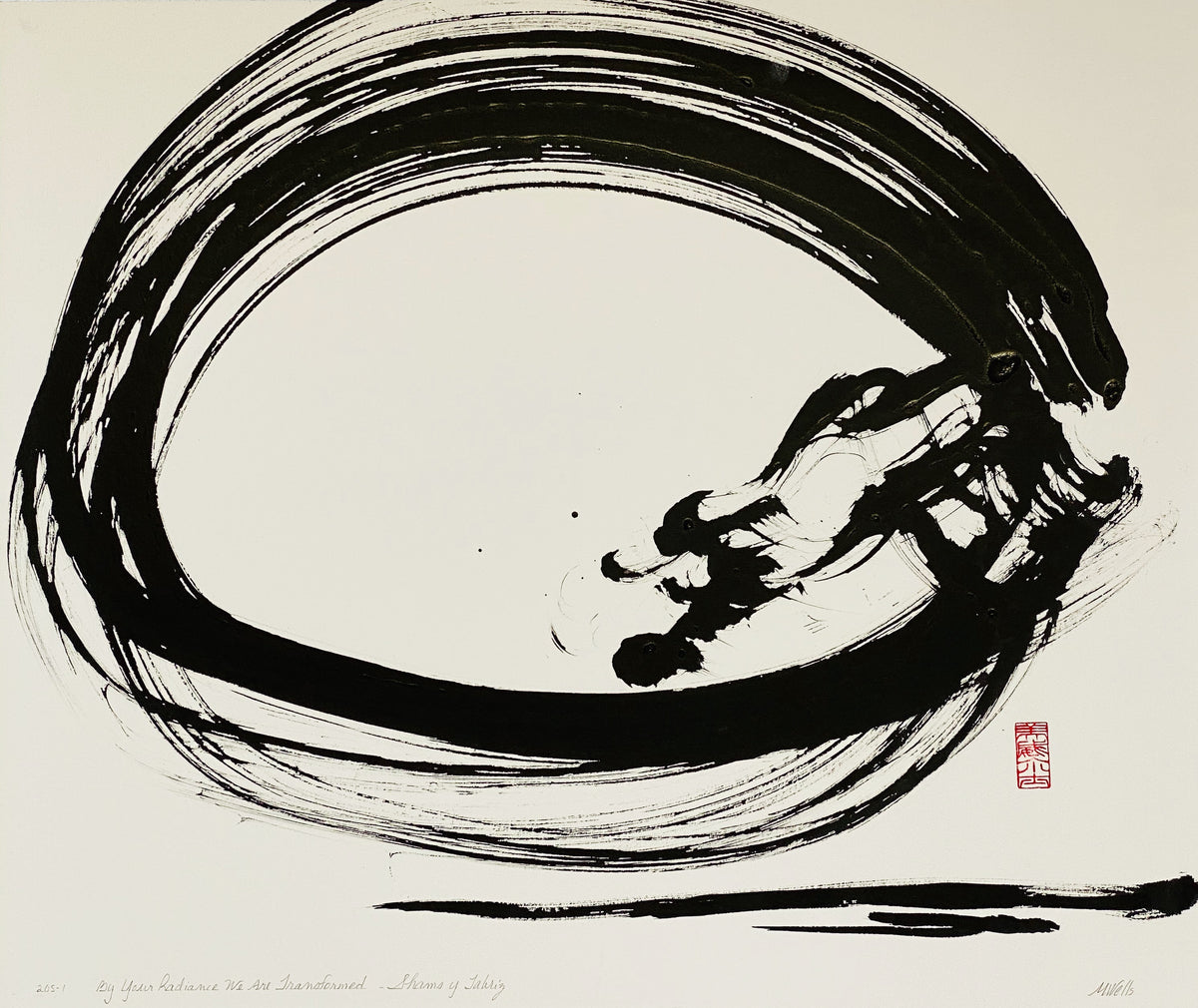 “By Your Radiance” by Marilyn Wells Original Ink & Wash Abstract Sumi e Painting