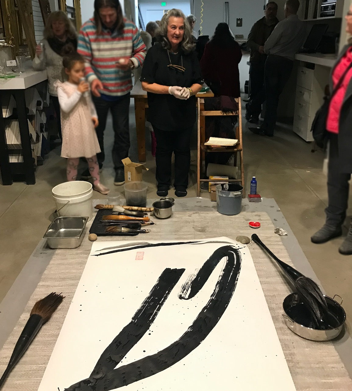 Load video: abstract sumi e Marilyn Wells creates
