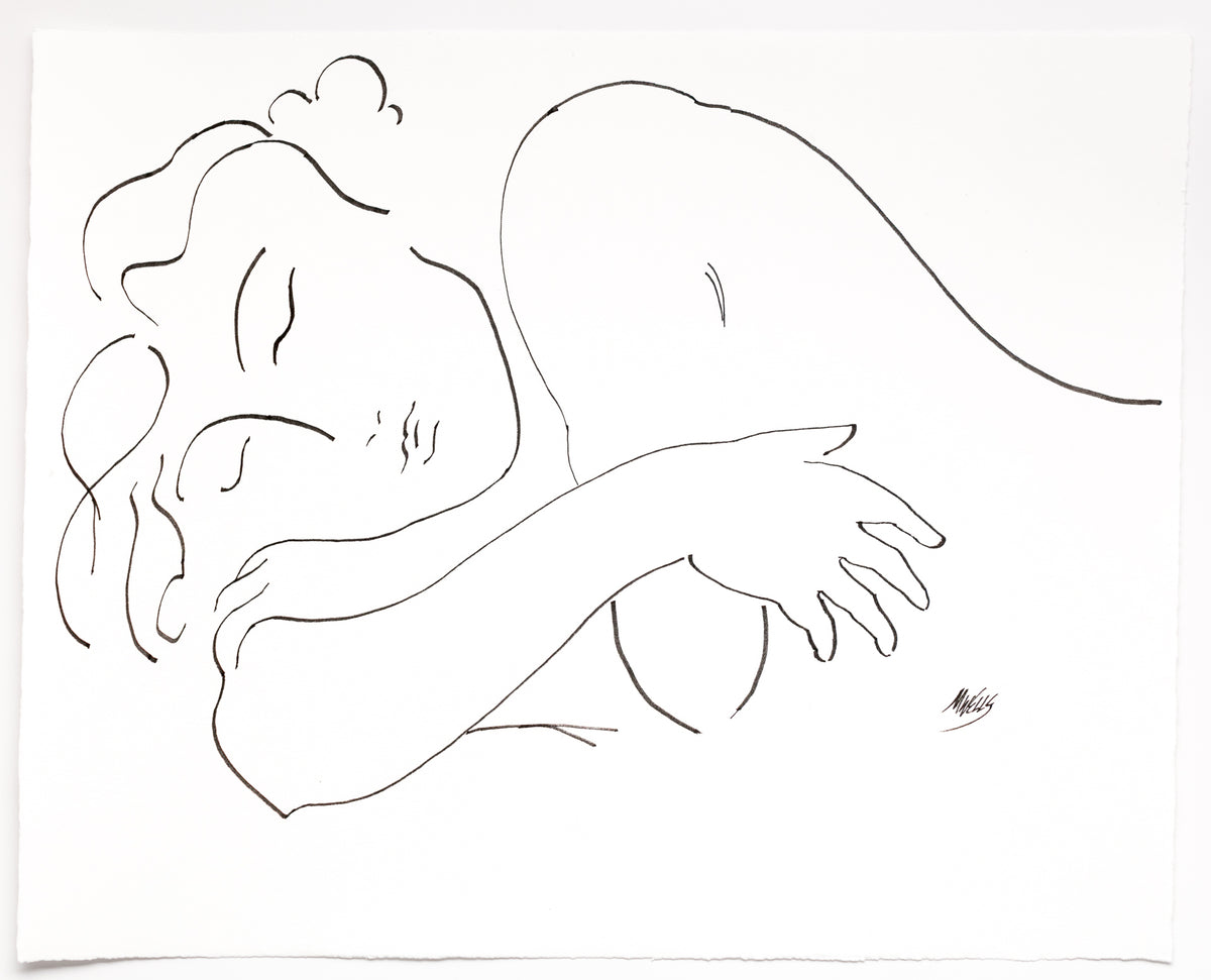 Original Line Drawing "I Dream of You" 20" x 16.5" Ltd Ed. by Marilyn Wells