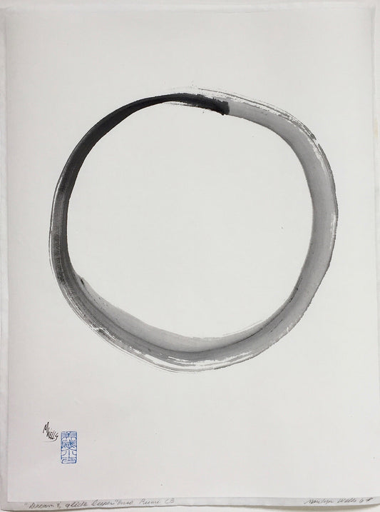 Abstract sumi e Original “Dream and Glide Deeper-Enso” by Marilyn Wells