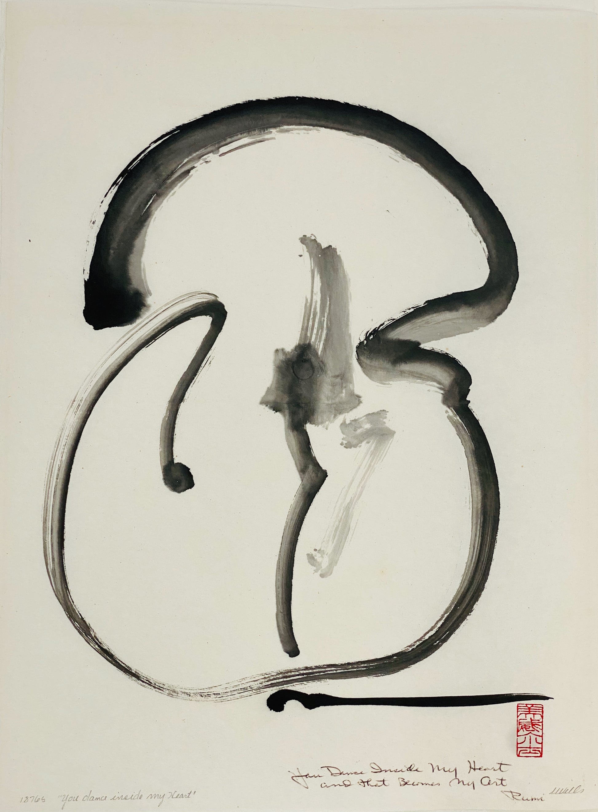Abstract sumi e Original “You Dance Inside My Heart” by Marilyn Wells