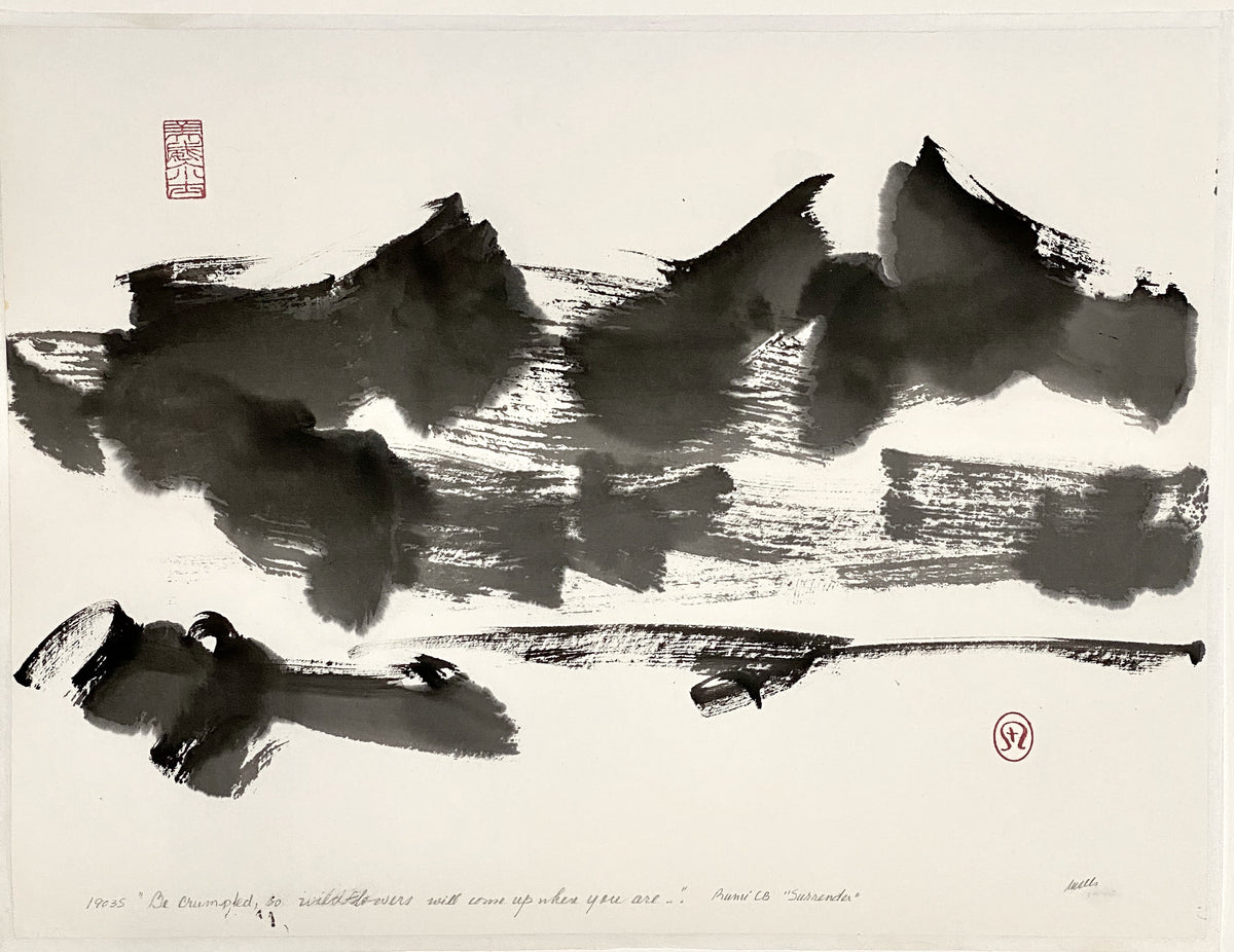 Abstract sumi e Print “Wild Flowers May Grow” by Marilyn Wells