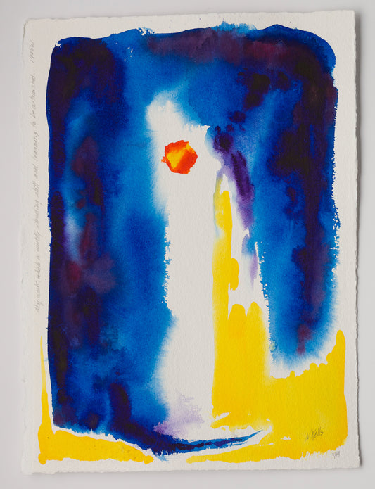 "Standing Still & Being Astonished". Watercolor painting by Marilyn Wells based on poem by Mary Oliver. 