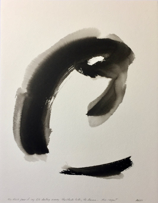 Abstract Zen Ink Painting "This Thick Paw of My Life" by Marilyn Wells 14" x 18"