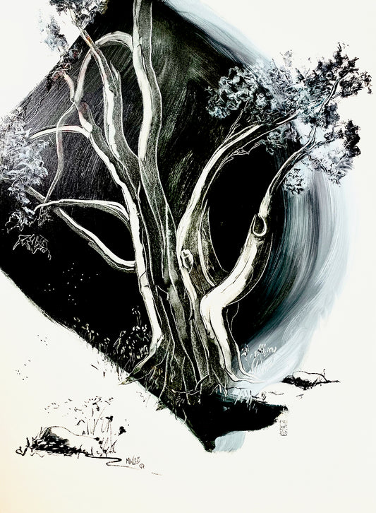 "The House of Our Lives" sumi oil painting by Marilyn Wells 
